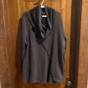 Ali Miles Charcoal and Black Cowl Neck Sweater